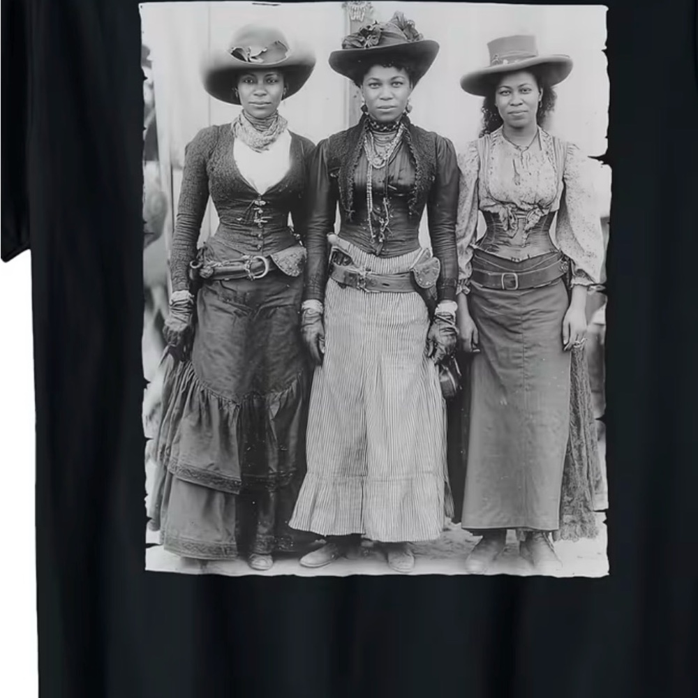 Vintage Black Graphic Tee with Historic Cowgirl Photo